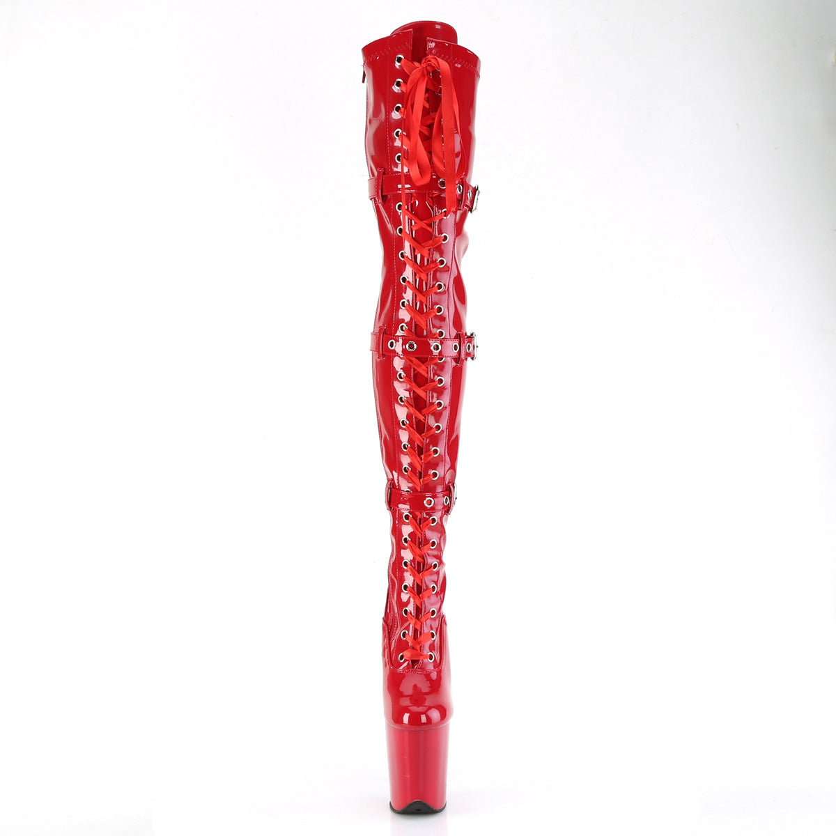 Pleaser Flamingo 3028 Lace-Up Thigh High Boot - Red - Bild 2