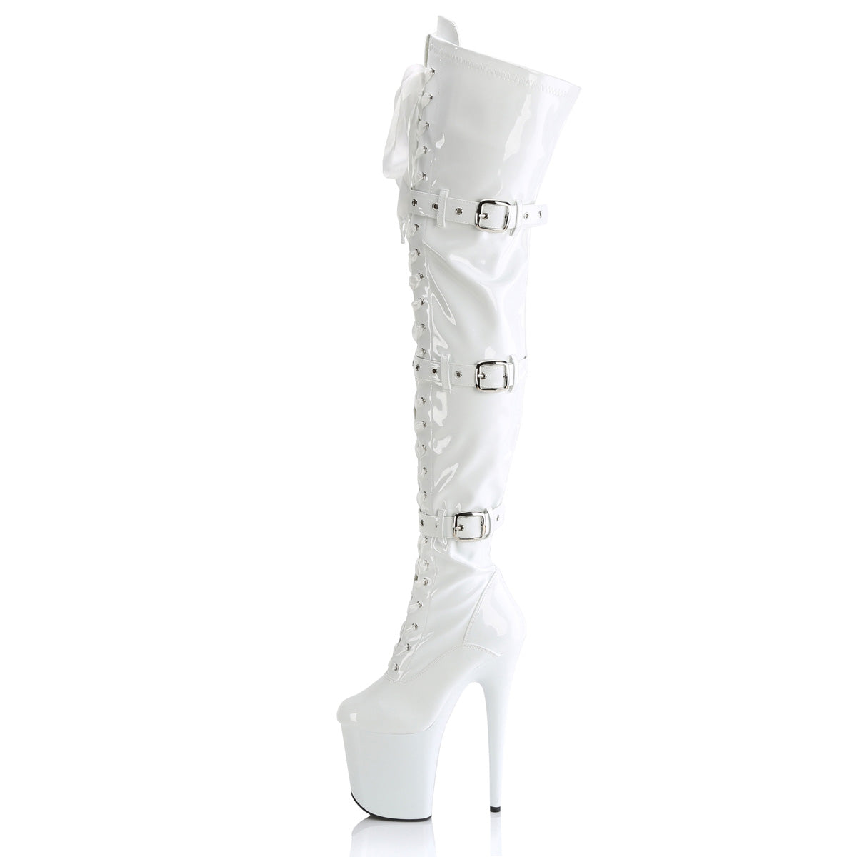 Pleaser Flamingo 3028 Lace-Up Thigh High Boot - White - Bild 3