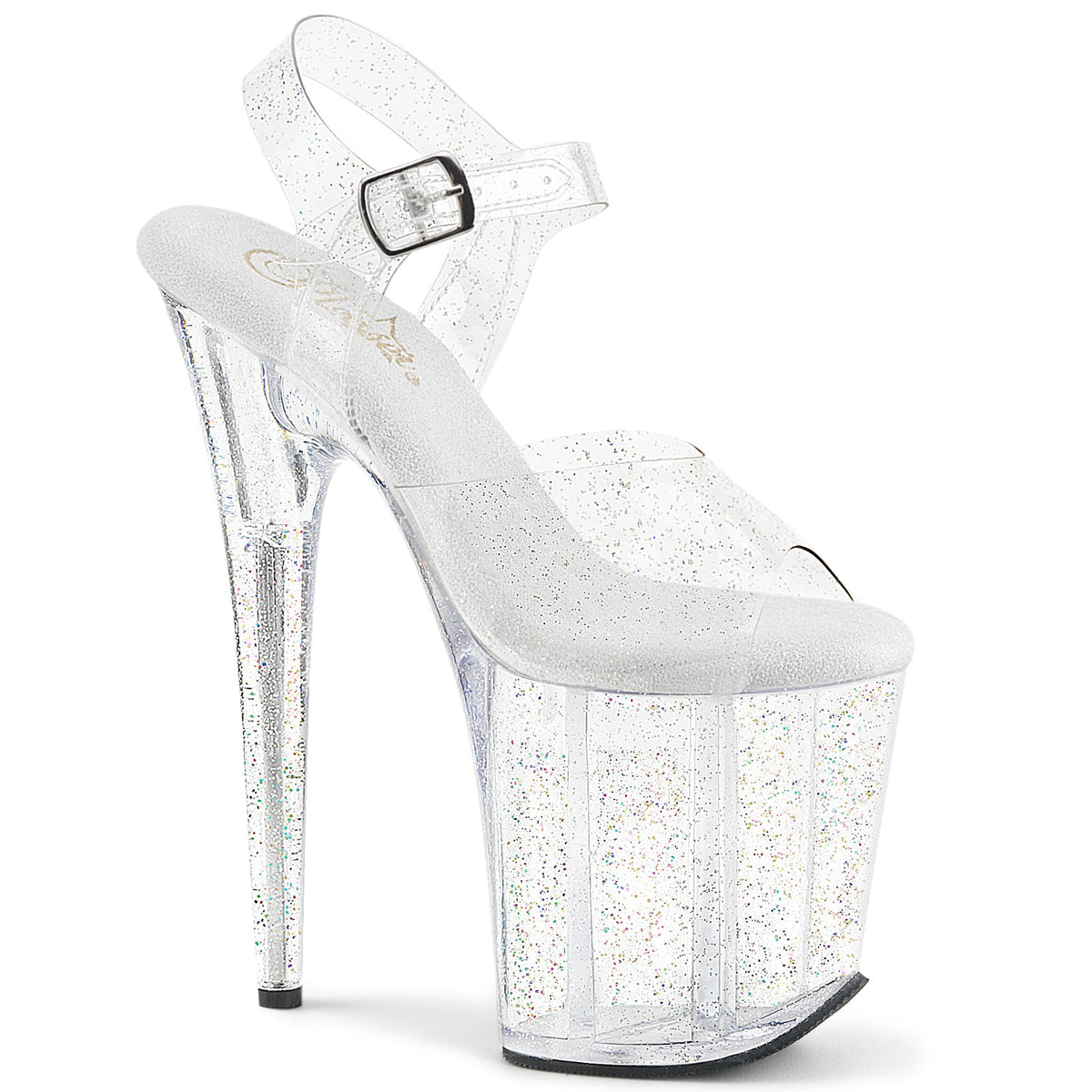 Pleaser Flamingo 808MMG Glitter Sandal - Clear