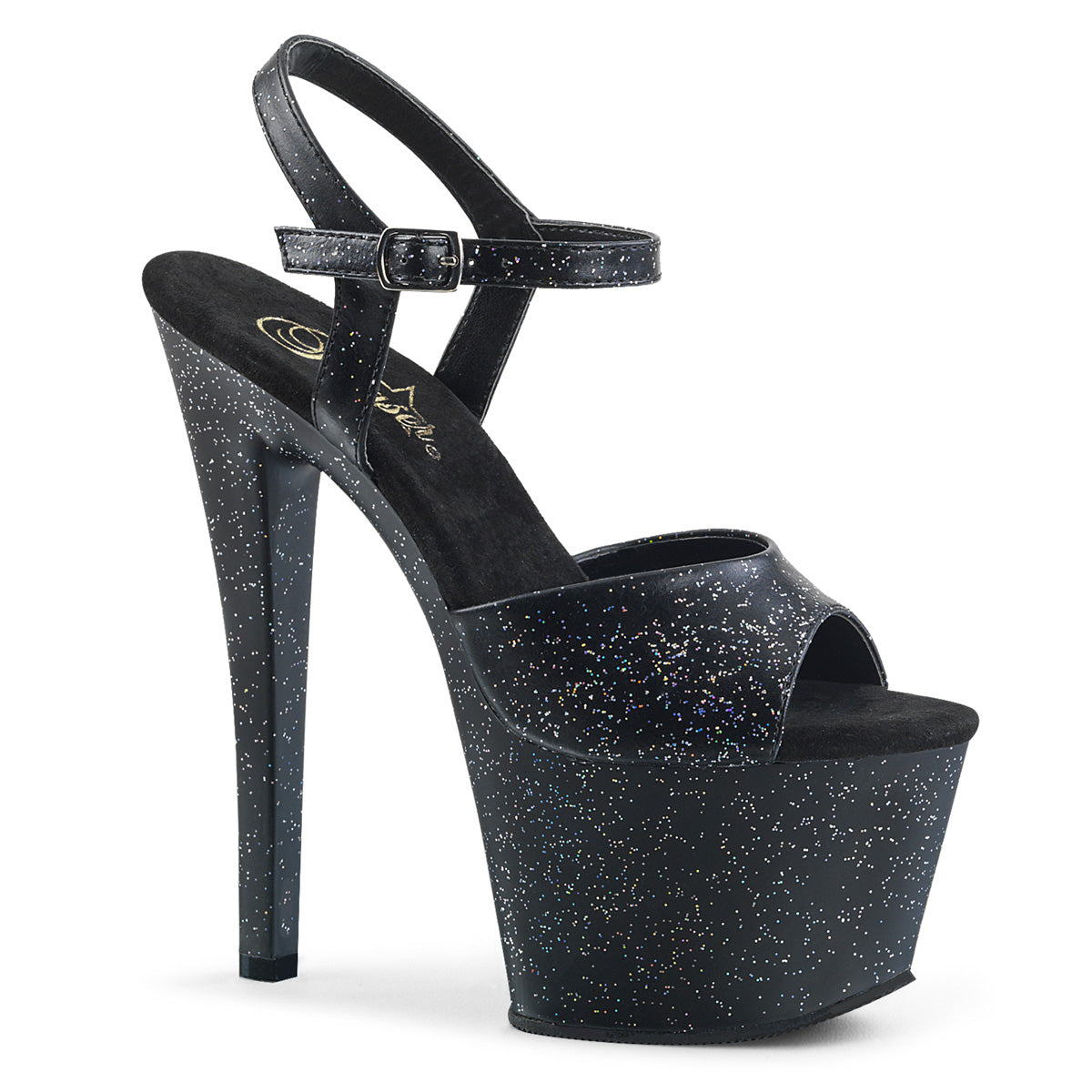 Pleaser Sky 309MMG Glitter Sandal - Black