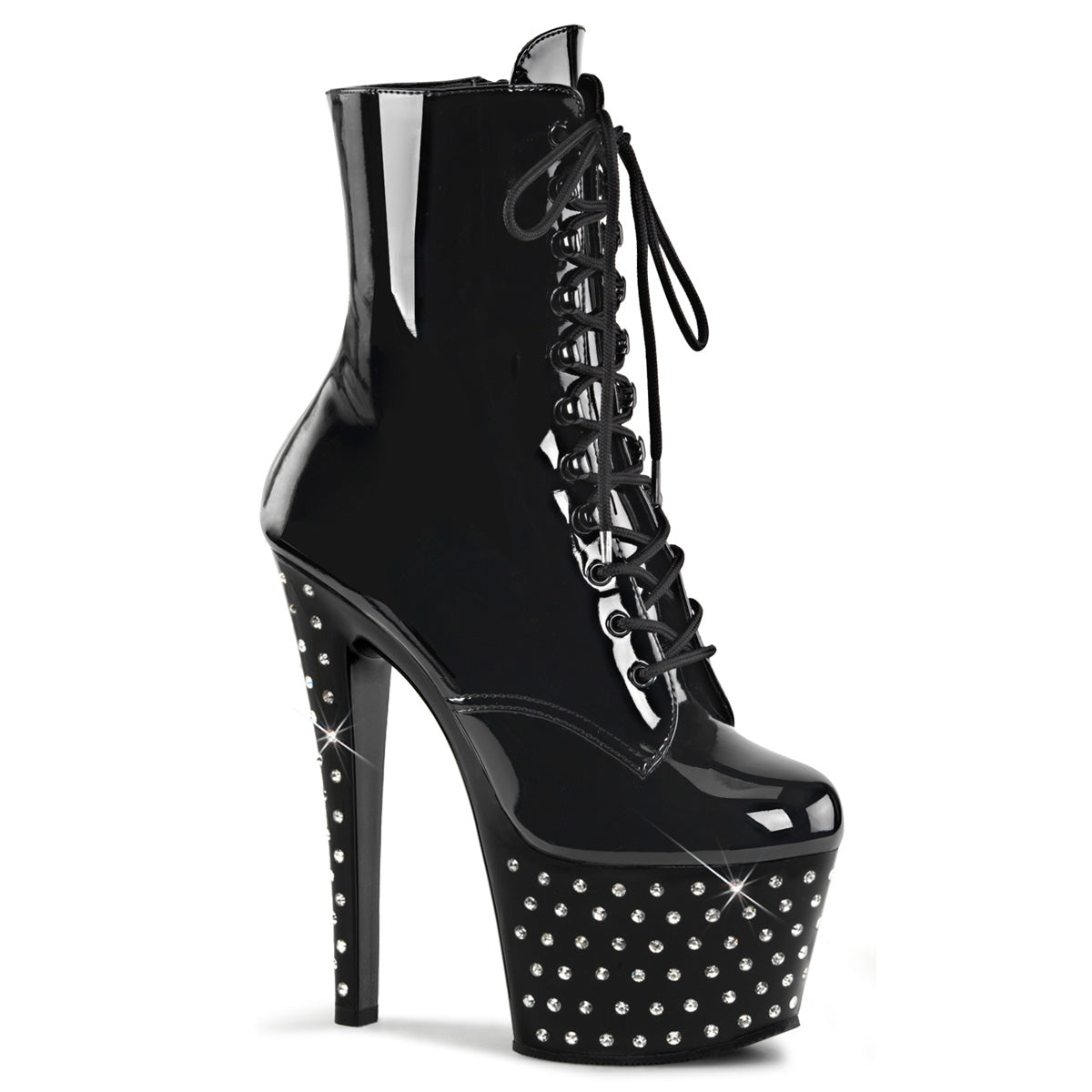 Pleaser Stardust 1020-7 Lace-Up Ankle Boot - Black
