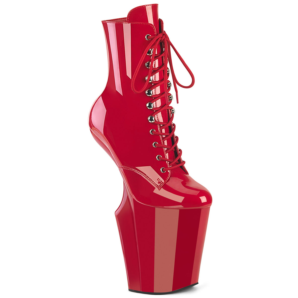 Pleaser Worship 1020 Lace-Up Ankle Boot - Red
